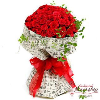 99 red roses of hand bouquet delivery hochiminh