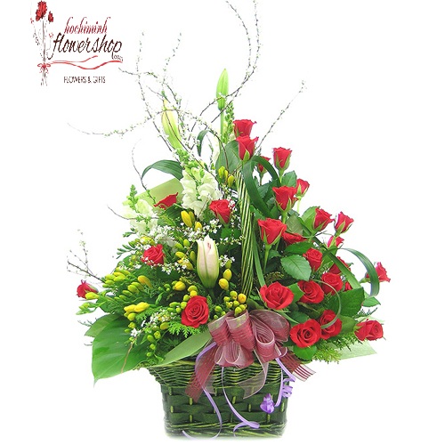send basket love flower to hochiminh city