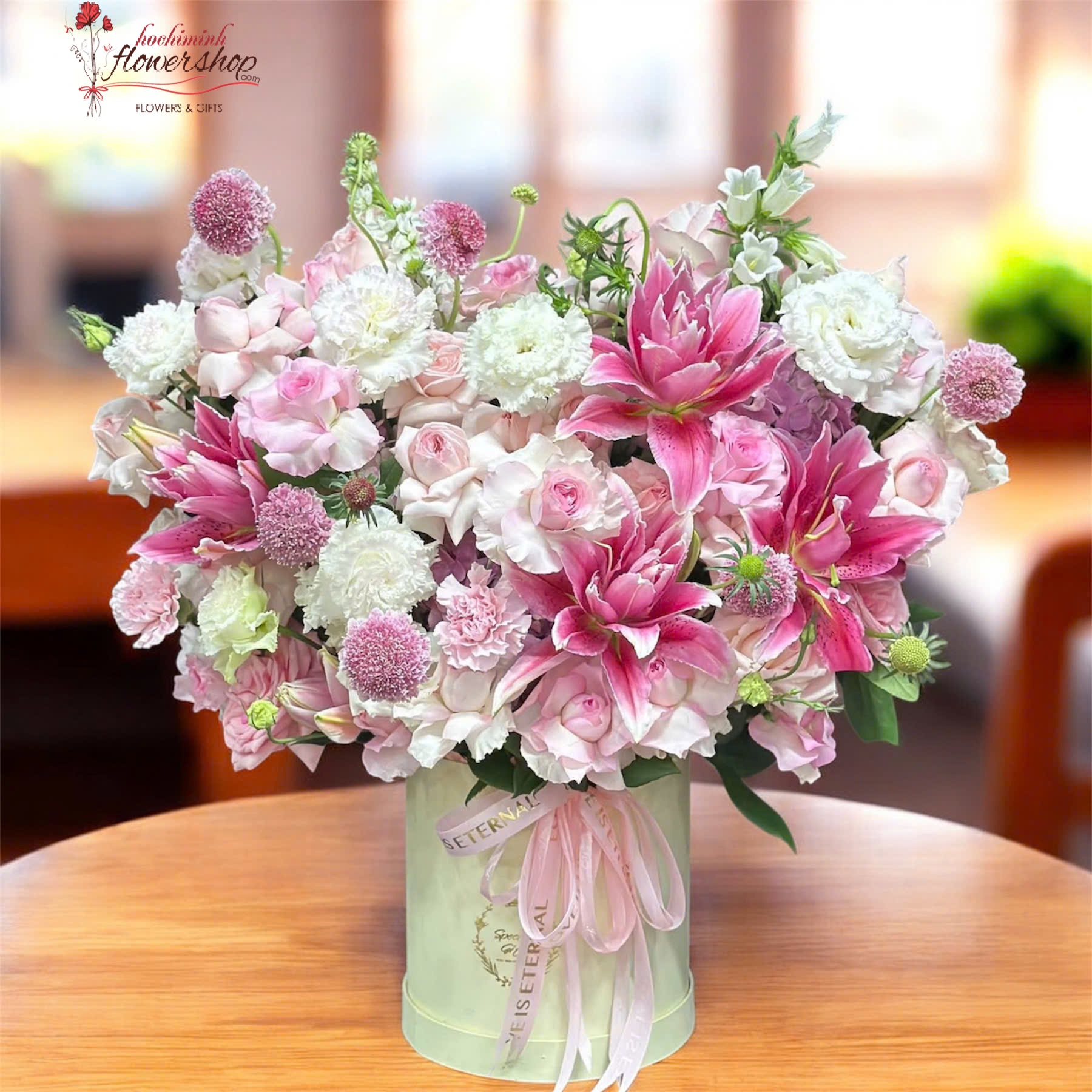 elegant pink flower box