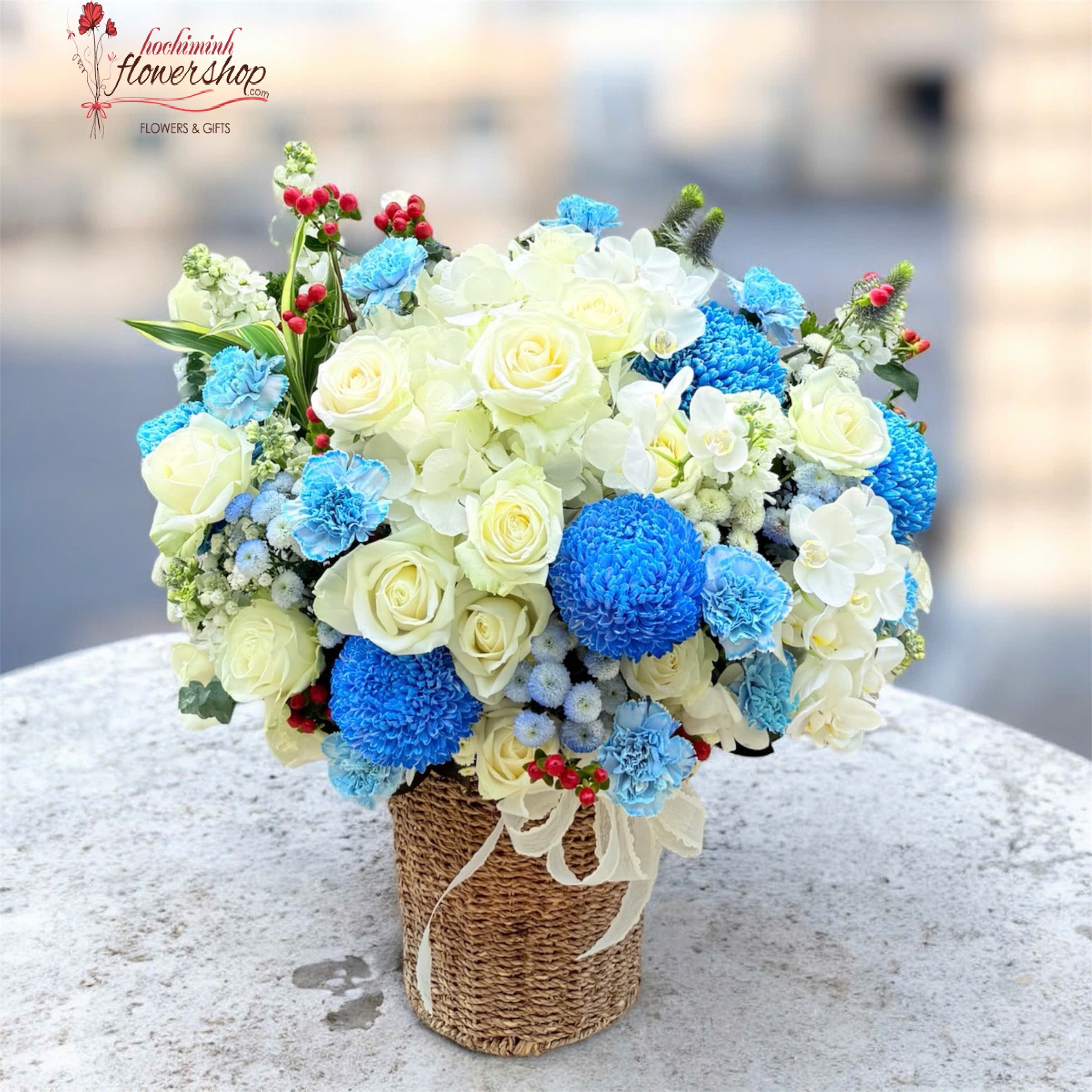 basket of bluebells as a gifts for Dad