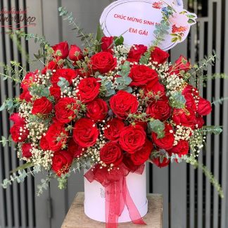 basket of red roses for a special occasion
