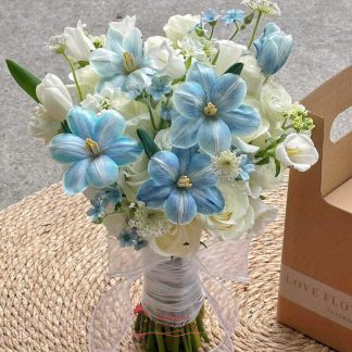 Blue-toned wedding bouquet in Ho Chi Minh City
