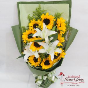Bouquet of lilies with sunflower in Hochiminh