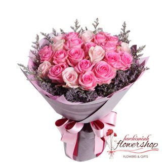 Bouquet of pink roses free delivery district 2