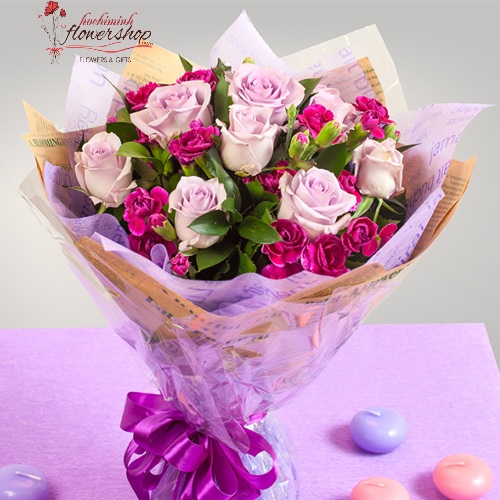 order online purple rose mix carnationes in hochiminh