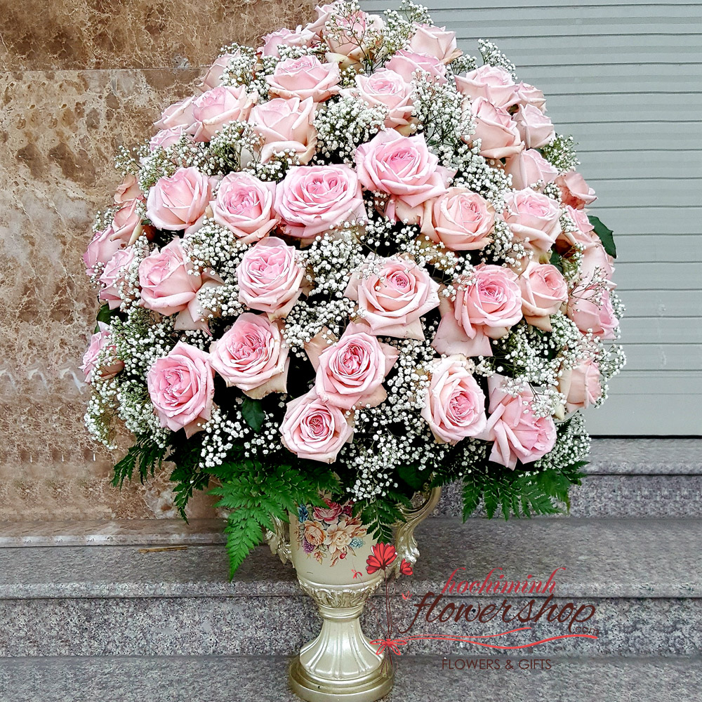 hochiminh florist pink roses senior vase