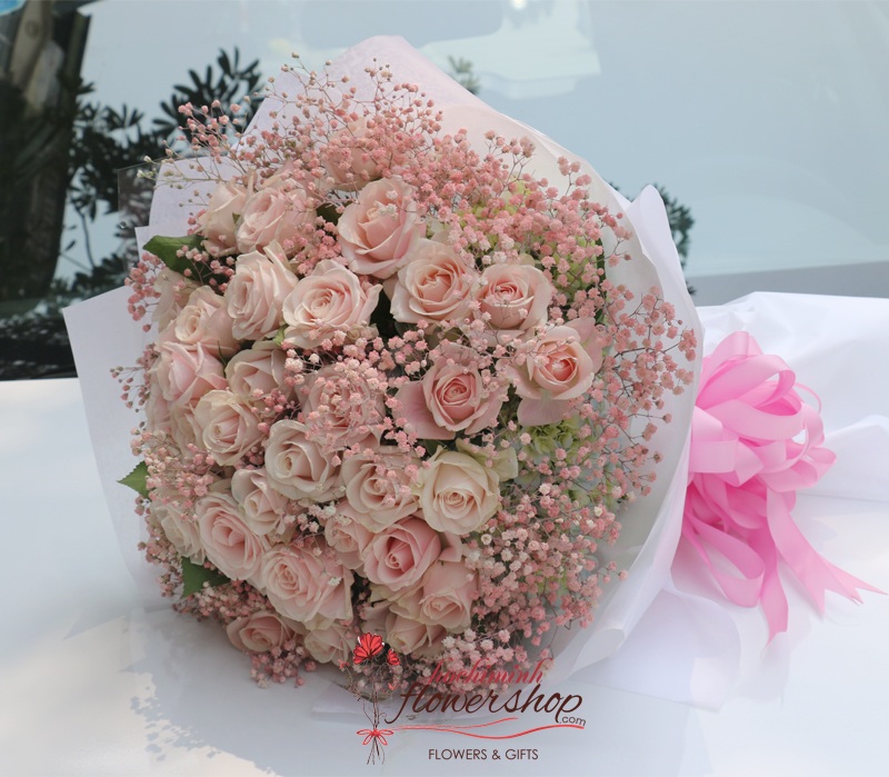 love flowers with pink rose in hochiminh delivery same day