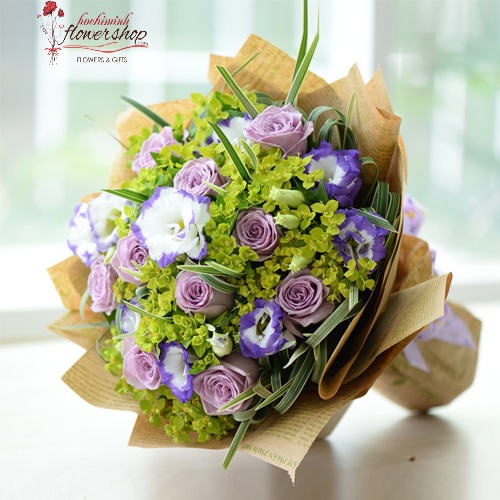 love purple roses bouquet in hcmc