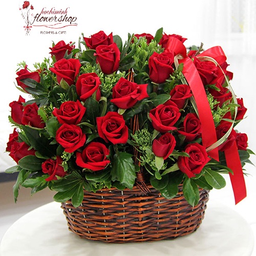 red rose basket romantic delivery from hcm