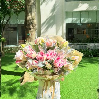 pink lilies bouquet delivery sameday