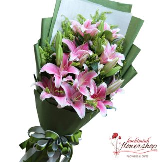 Pink lily flower arrangement Hochiminh city