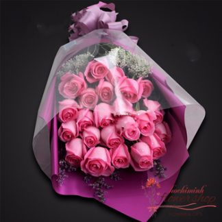 Pink roses bouquet send to hochiminh