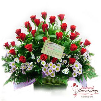Red roses basket free shipping in Hochiminh