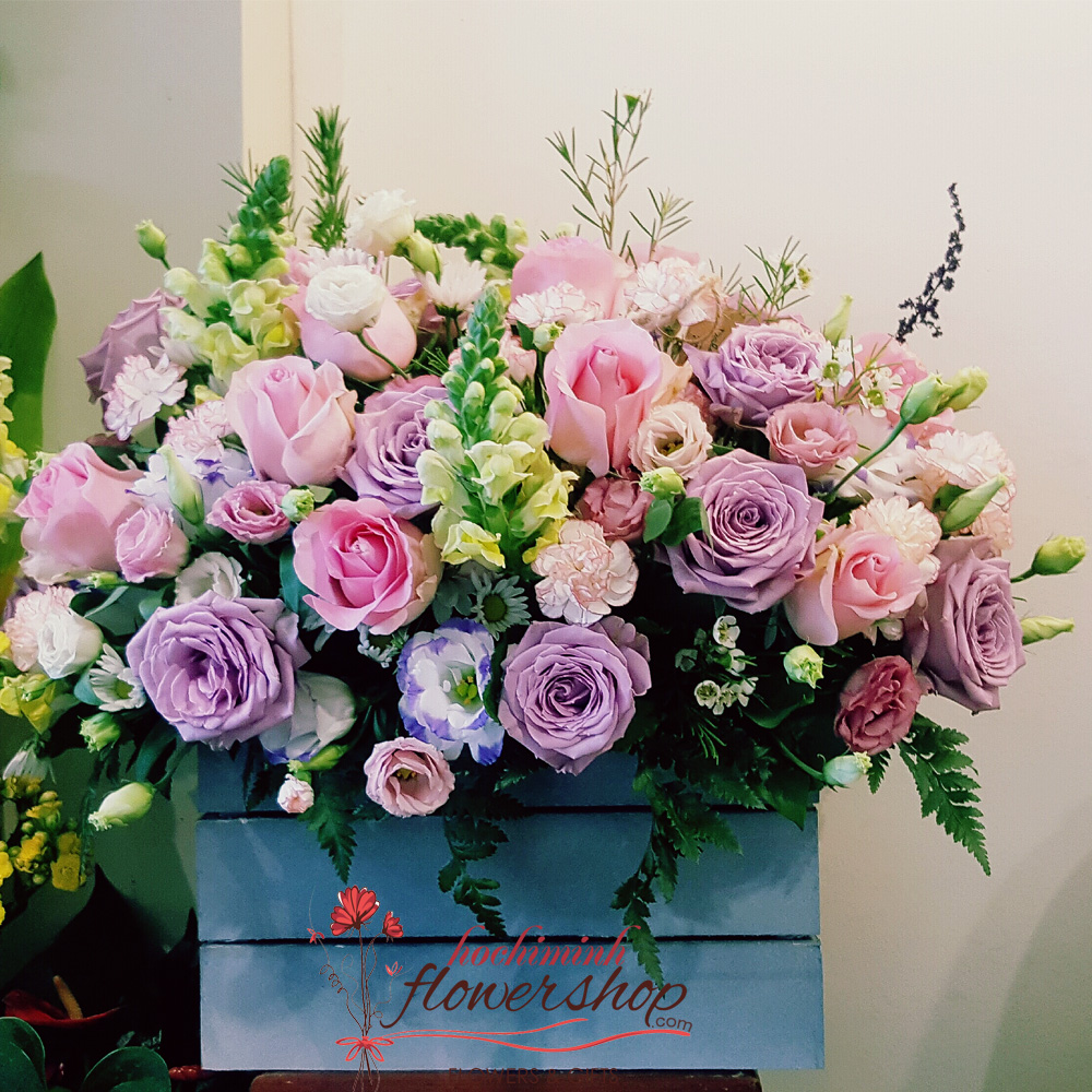 rose basket birthday to mommy in hochiminh