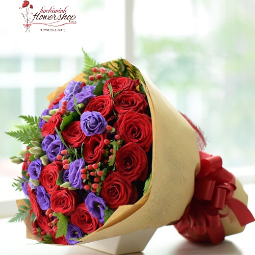 free delivery same day rose bouquet in hcmc