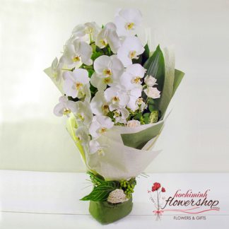 White orchid bouquet  delivered in district 1